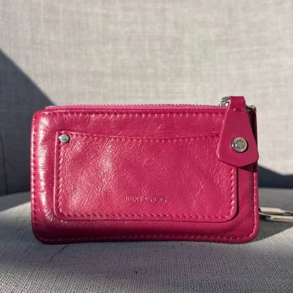JIMMY CHOO Coin case pouch bag charm Star studded Magenta - Picture 2 of 7